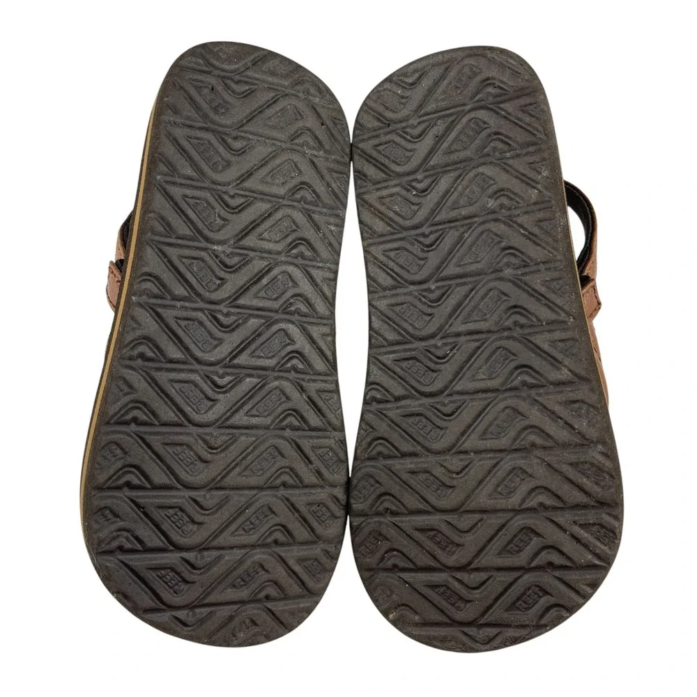 Reef Little Ahi Flip Flop Sandals Toddler Size 9 Brown Faux Leather Backstrap